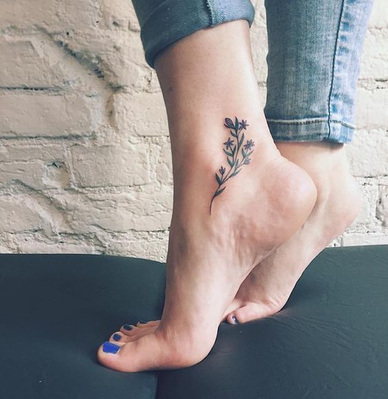 Beautiful floral tattoo on ankle3