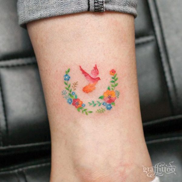 Flower tattoo on ankle5