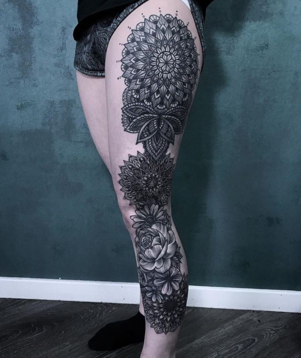 Leg Mandala Tattoos