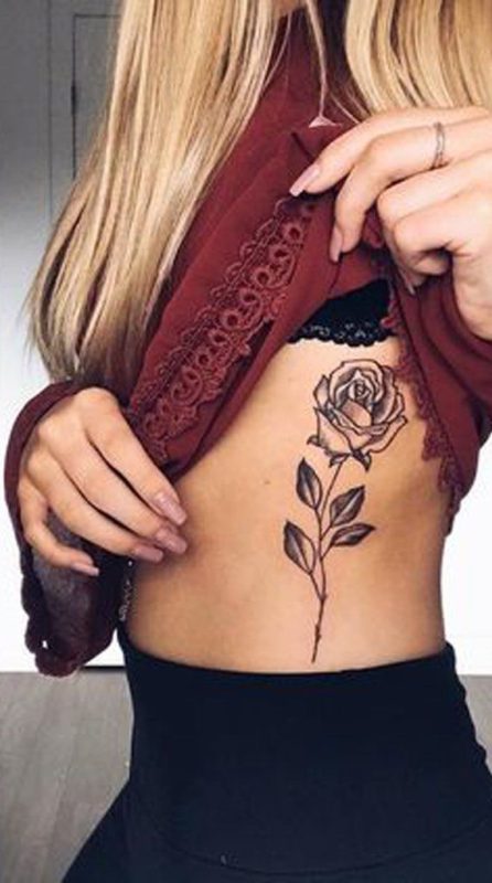 Rib Flower Tattoo