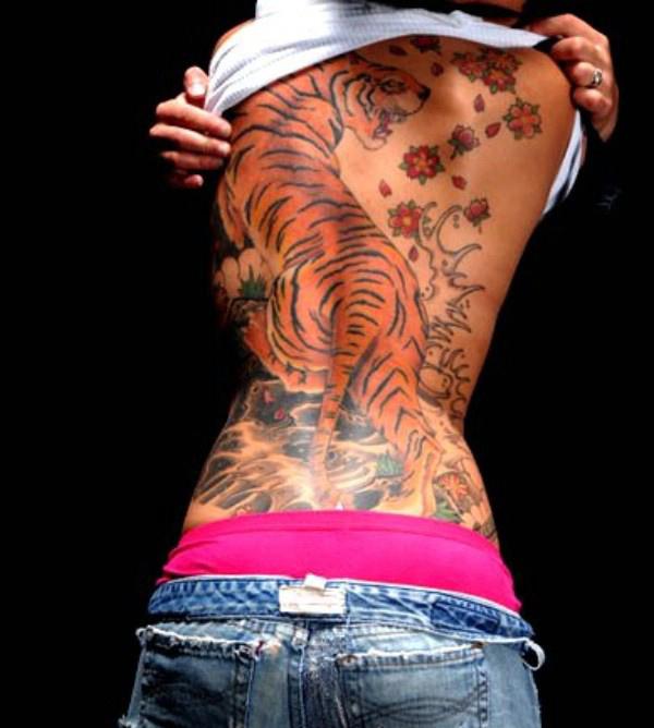 Tiger Tattoo On Back For Women