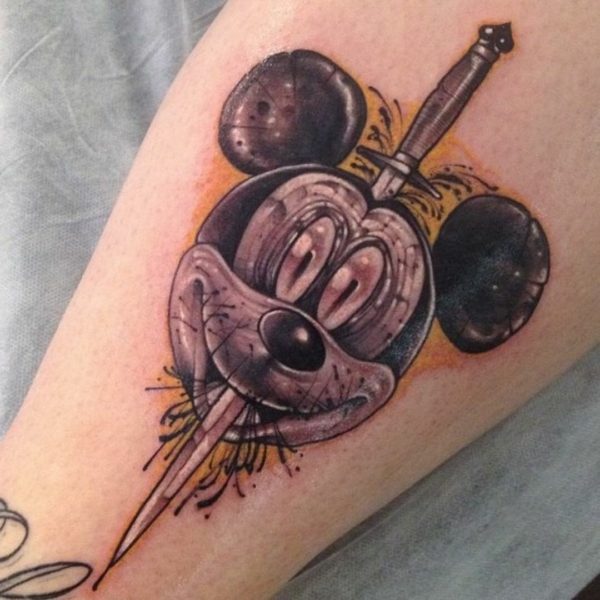 Funny Mouse Dagger Head Tattoo