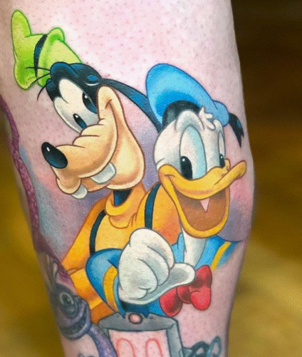 Donald Duck With Goofy Tattoo