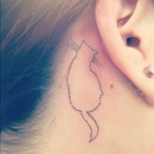 Cat Tattoo Behind Ear