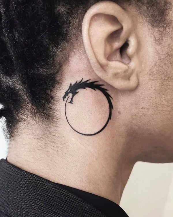 Dragon Inspired Behind The Ear Tattoo