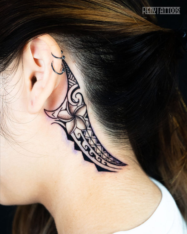 Tattoos Tribal Behindear Flower 4