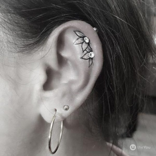 Ear Flower Tattoo