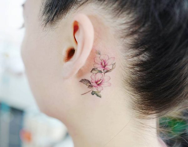 Ear Flower Tattoo Design