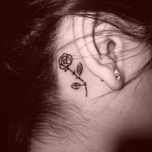 Ear Rose Tattoo