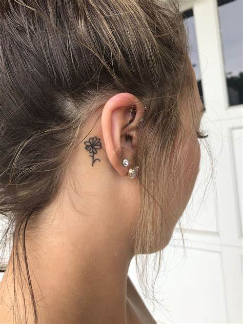 Flower Tattoo Behind Ear