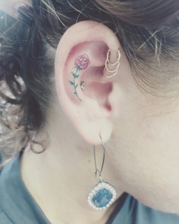 Rose Ear Tattoo