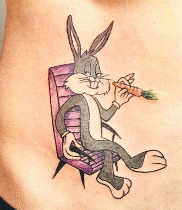 Bugs Bunny Sitting On Chair Tattoo