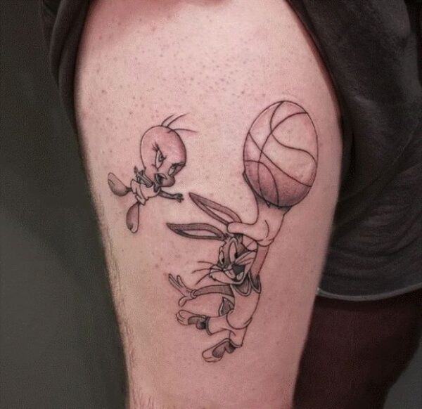 Bugs Bunny With Tweety Tattoo