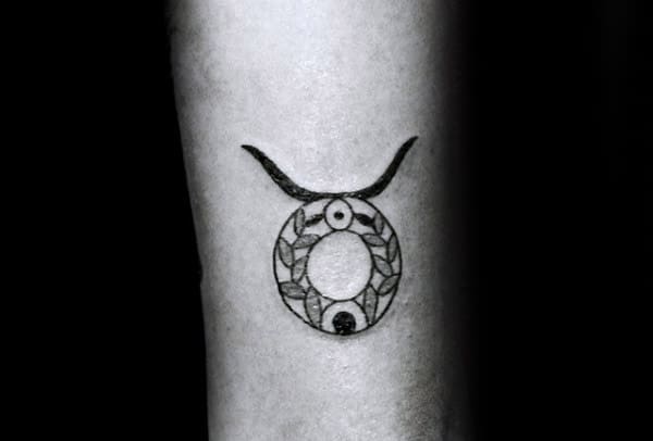 Circle Tiny Mens Taurus Tattoos