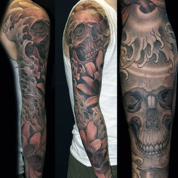 Full Skull Sleeve Tattoo