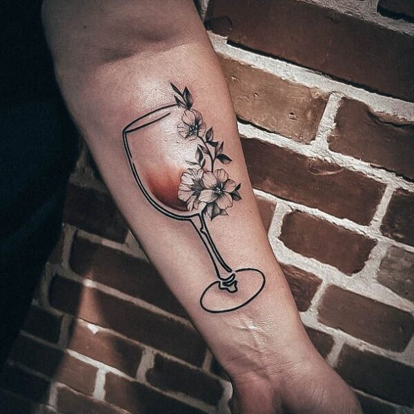 Ladies Wine Tattoo Design