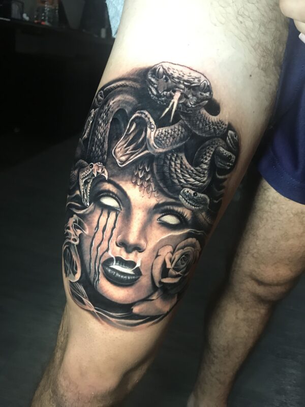 Leg Tattoo Medusa