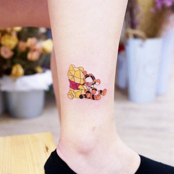 Pooh Tattoo Ankle