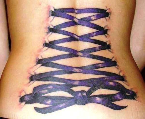 Purple Ink Corset Tattoo