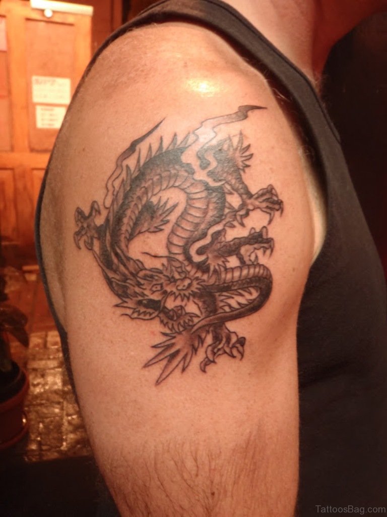 shoulder dragon tattoos for men