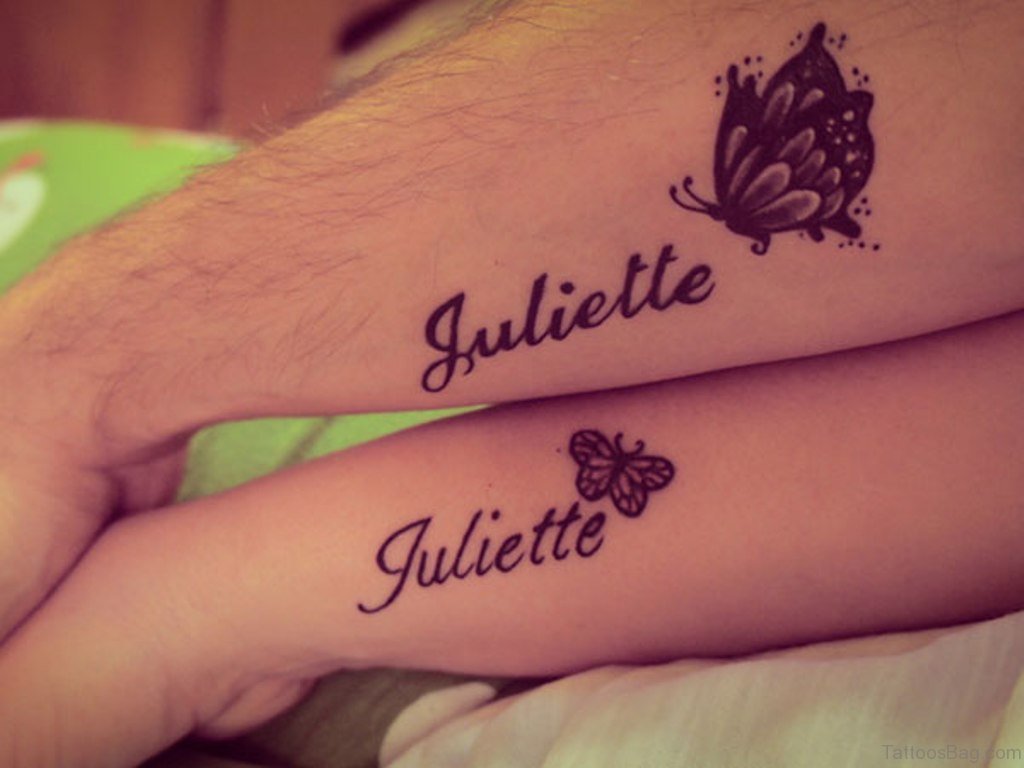 butterfly tattoos on wrist with name
