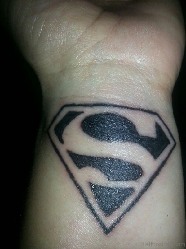 superman logo tattoo on neck