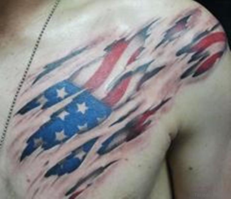 57 Classic Flag Tattoos On Chest