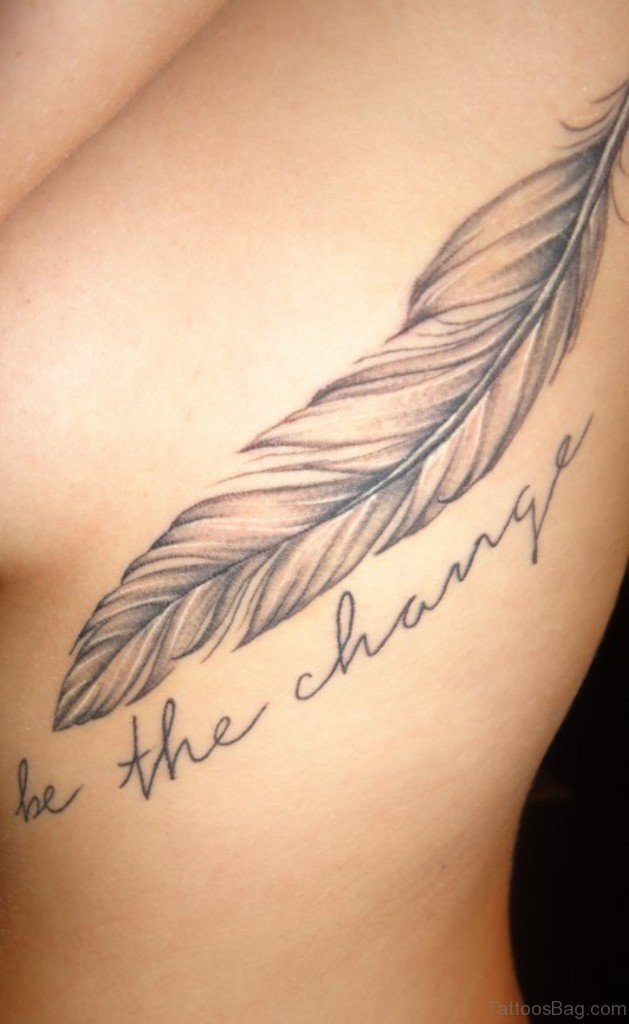 feather tattoos with writing