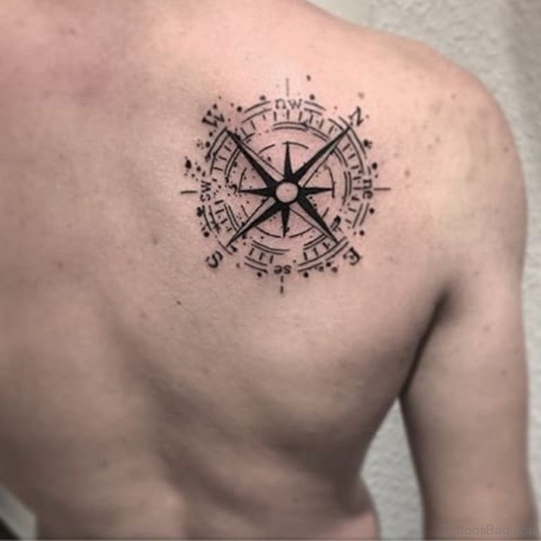 compass tattoo back men