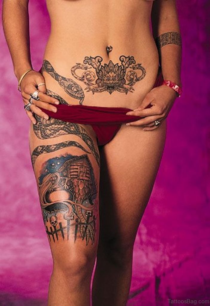 Татуировки для девушек на талии и бедрах