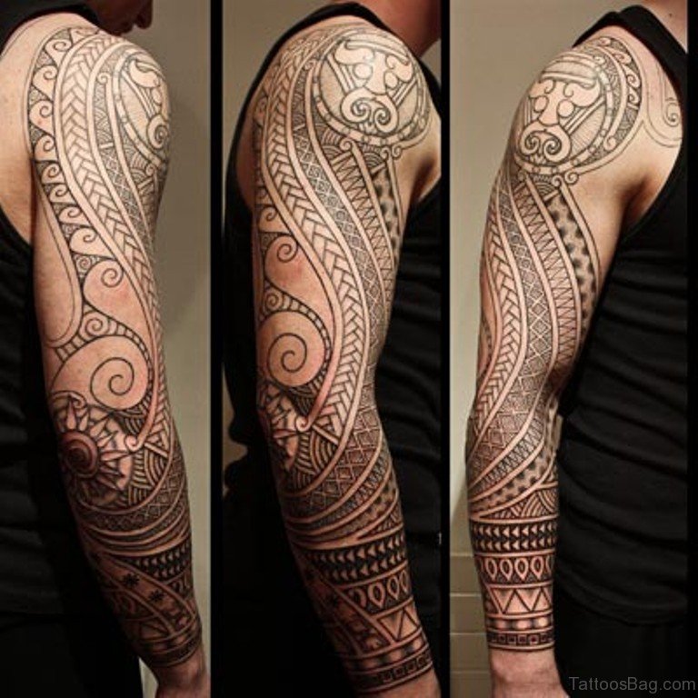 53 Graceful Tribal Tattoos On Full Sleeve