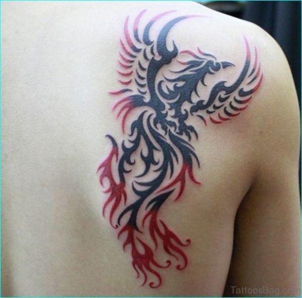 Tribal Pheonix Tattoo - Tribal Flying Phoenix Tattoo Sketch : Colorful tribal phoenix & dragon tattoo design.