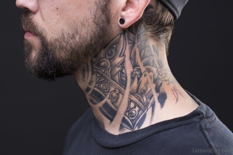 56 Enchanting Black And Gray Neck Tattoos