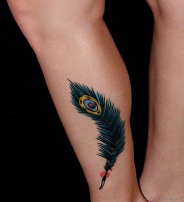 60 Excellent Feather Tattoo Designs On Leg