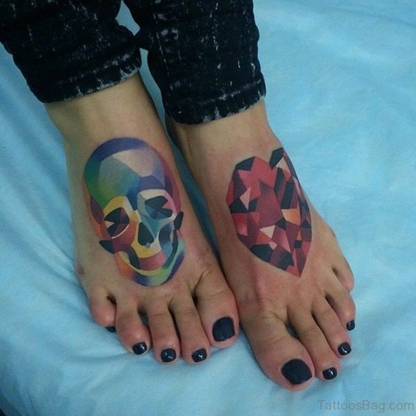 heart tattoos on feet