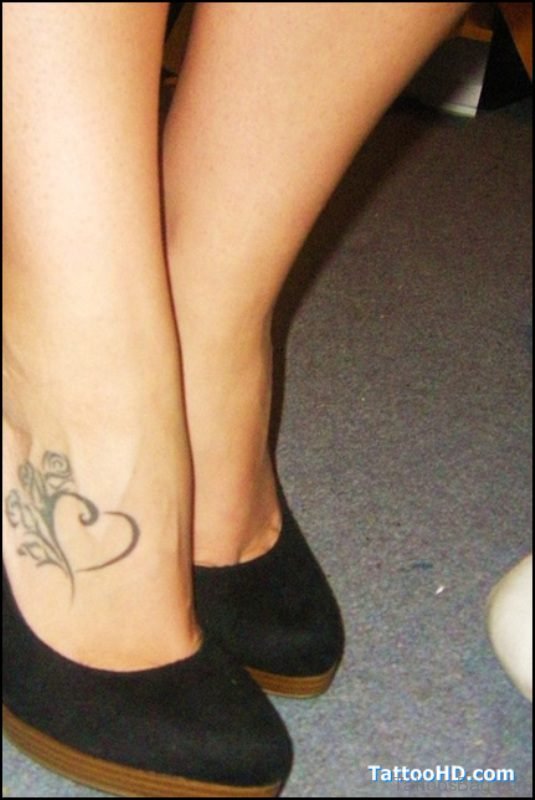 heart tattoos on ankle