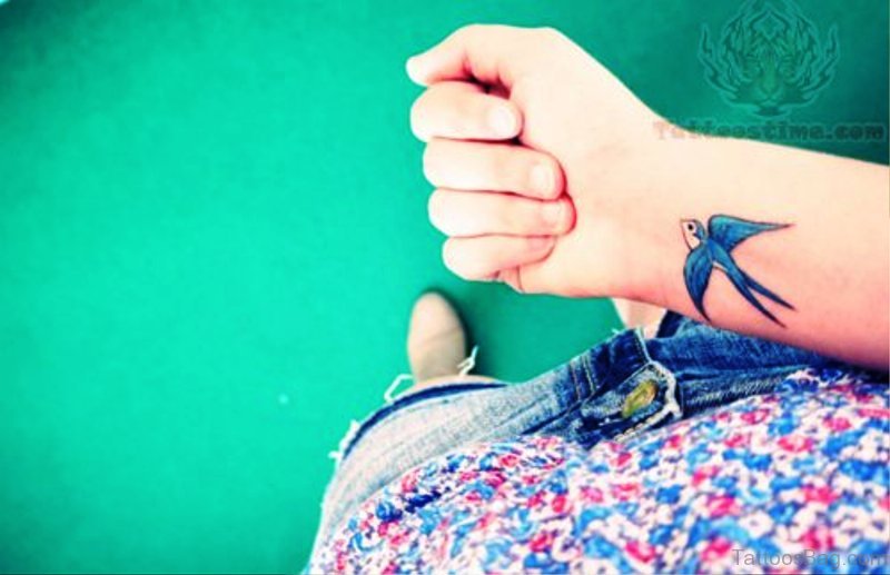 13 Cool Blue Bird Tattoos On Wrist