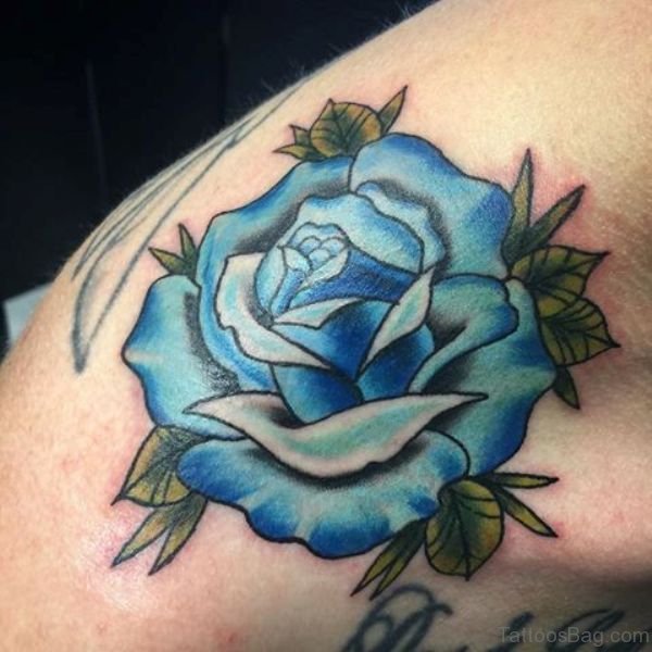 25 Beautiful Blue Rose Shoulder Tattoos