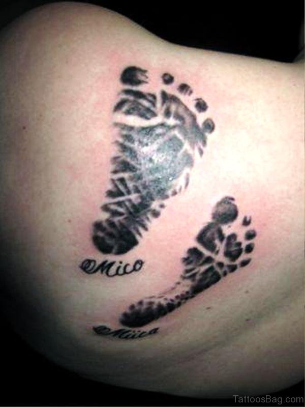 56 Cute Baby Footprint Tattoos On Shoulder